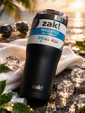Zak! 30oz Insulated Stainless Steel Tumbler Black Travel Mug Hot/Cold